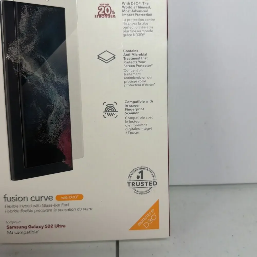 ZAGG Fusion Curve D3O Screen Protector Samsung Galaxy S22 Ultra NEW